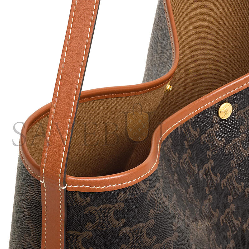 CELINE SOFT SHOPPER BAG IN TRIOMPHE CANVAS AND CALFSKIN 123912GXC.04LU (32.5*24.5*14cm)